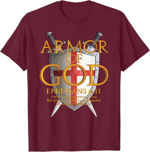 Armor Of God Ephesians Bible Verse Religious Christian Gift T-Shirt - T-Shirt | Maroon