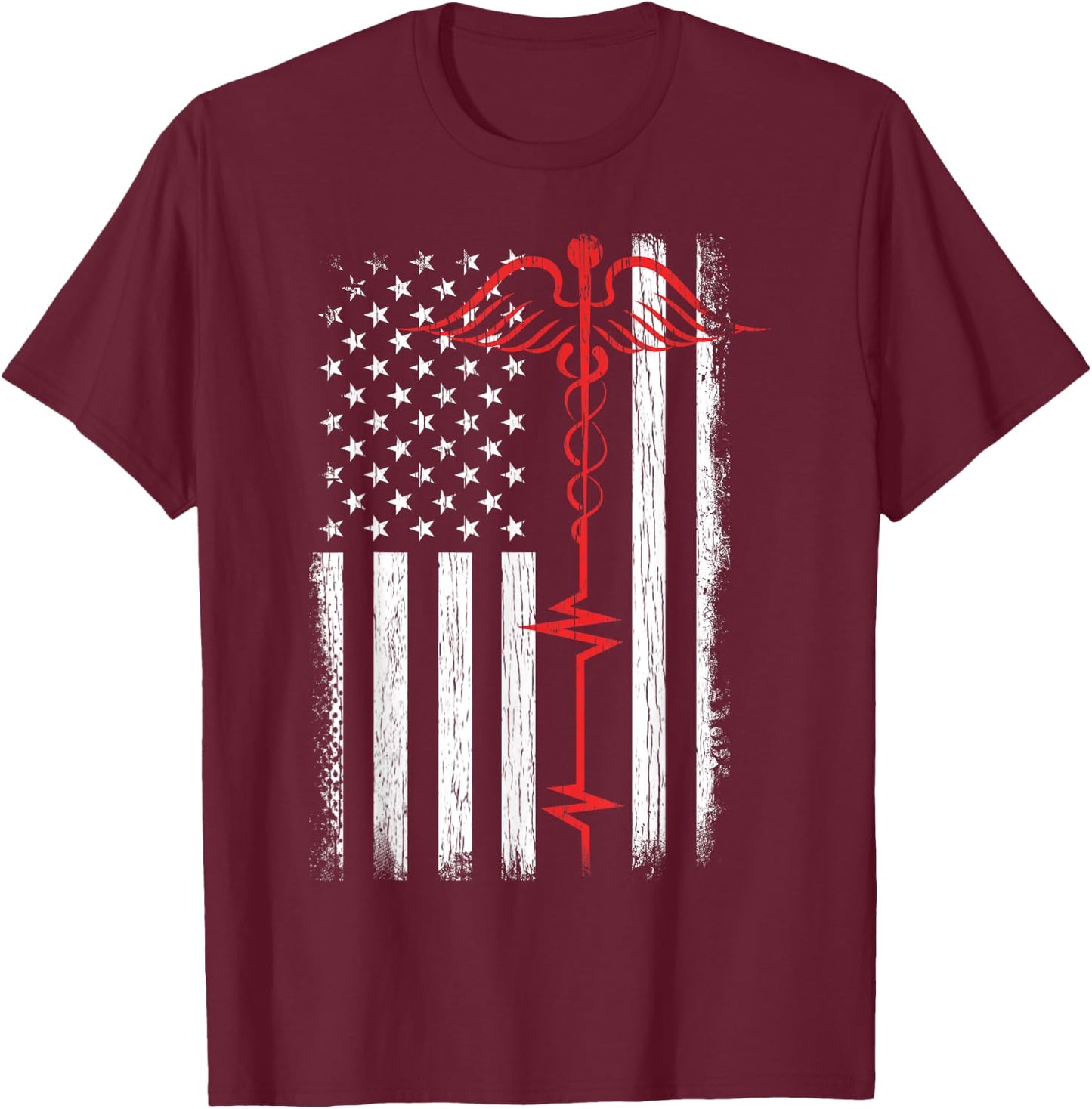 Patriot Apparel Nurse Hospital Health America USA T-Shirt - T-Shirt | Maroon
