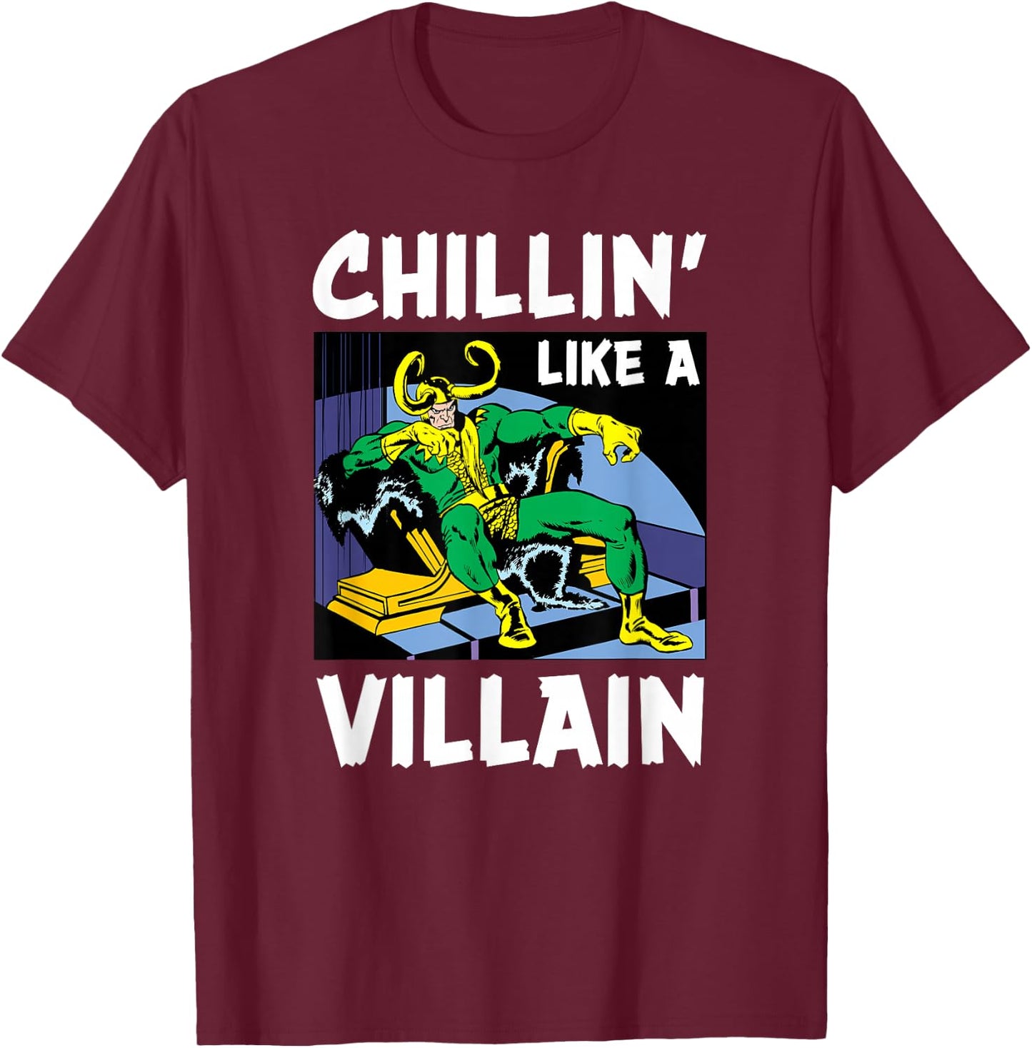 Marvel Loki Chillin' Like a Villain T-Shirt - T-Shirt | Maroon