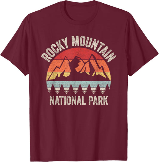 Vintage Retro Rocky Mountain National Park T-Shirt - T-Shirt | Maroon
