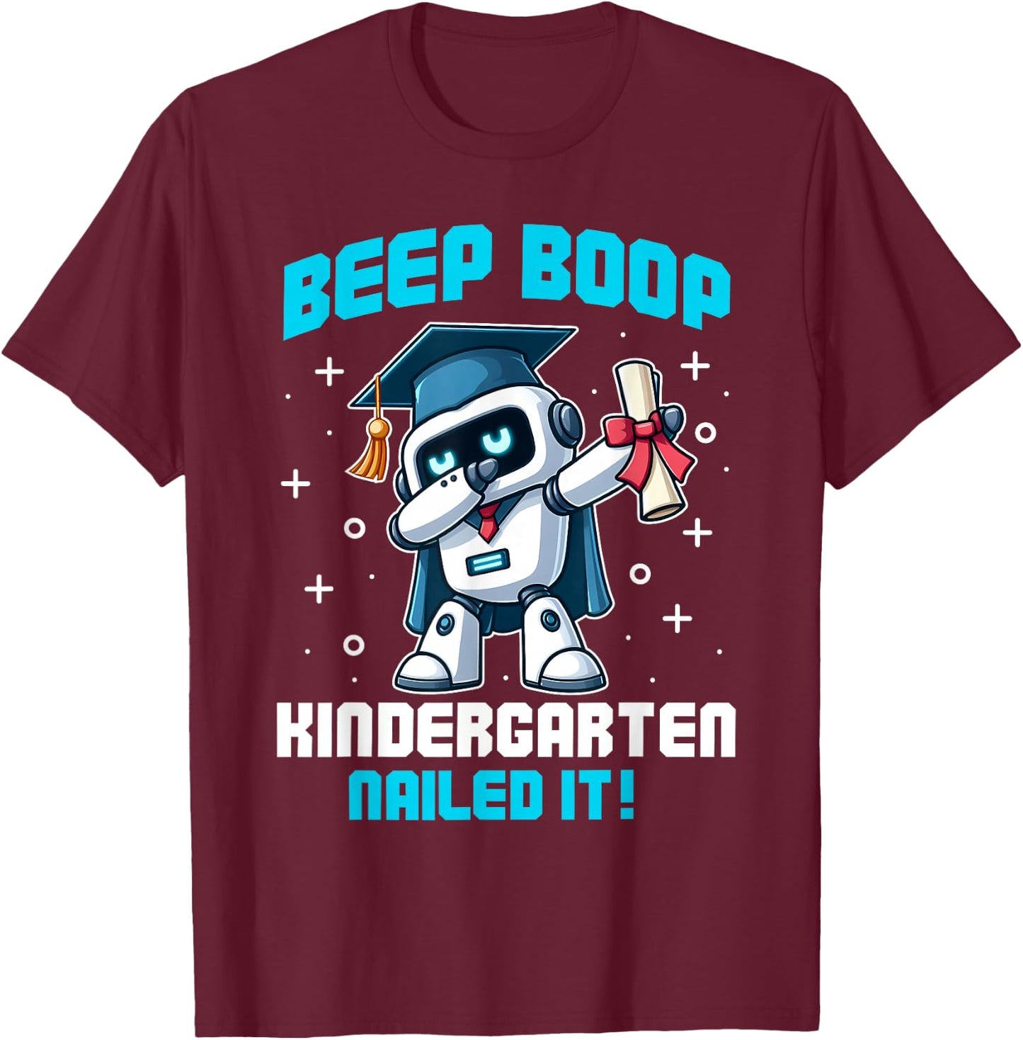 Dabbing Robot Kindergarten Graduation Cap Diploma Boys Kids T-Shirt - T-Shirt | Maroon