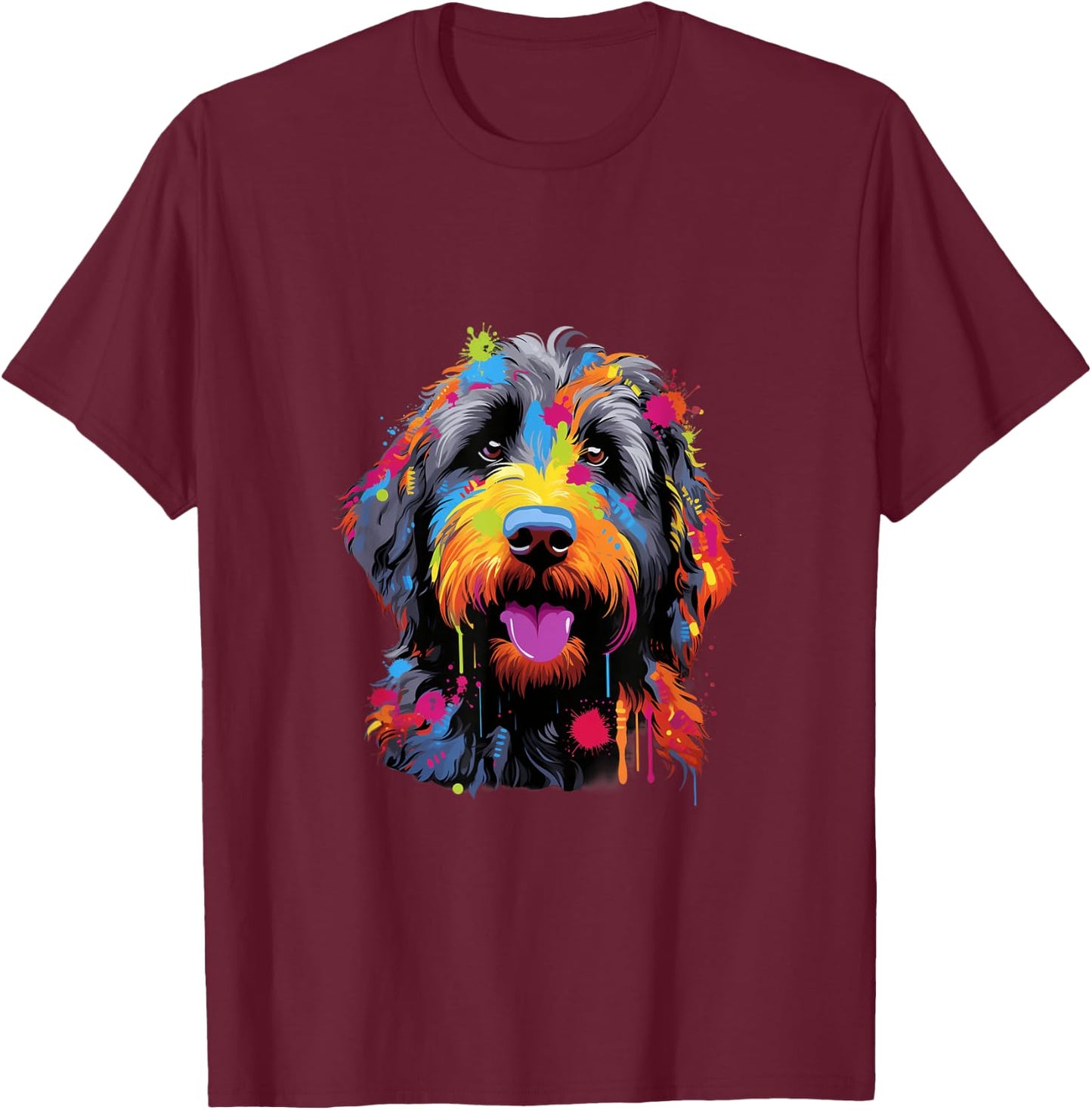 Labradoodle Pop Art I Dog Lover I Splash Art Labradoodle T-Shirt - T-Shirt | Maroon