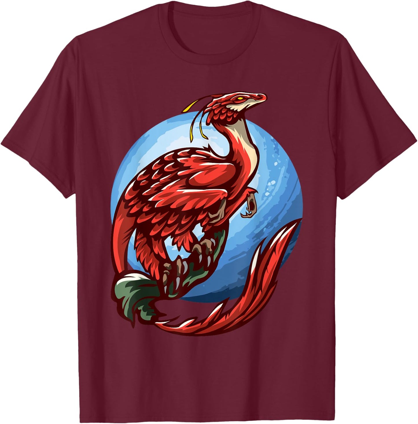 Raptor Bird Dinosaur Prehistoric Animal Fantasy Evolution T-Shirt - T-Shirt | Maroon