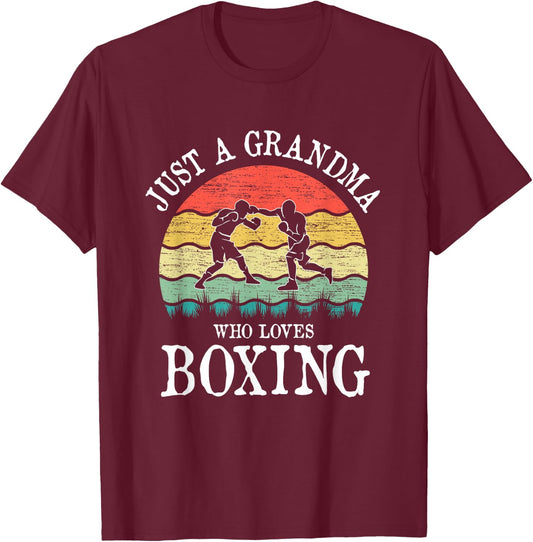 Just A Grandma Who Loves Boxing T-Shirt - T-Shirt | Maroon