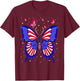 American Flag Butterfly 4th Of July Patriotic Women T-Shirt - T-Shirt | Maroon