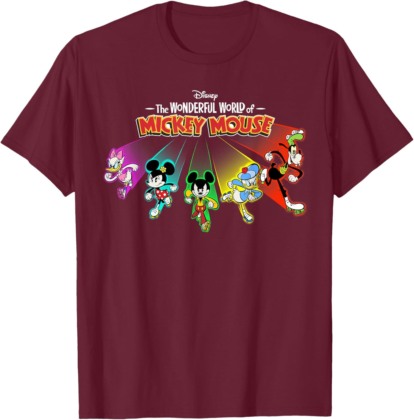 Disney The Wonderful World of Mickey Mouse Roller Skating T-Shirt - T-Shirt | Maroon