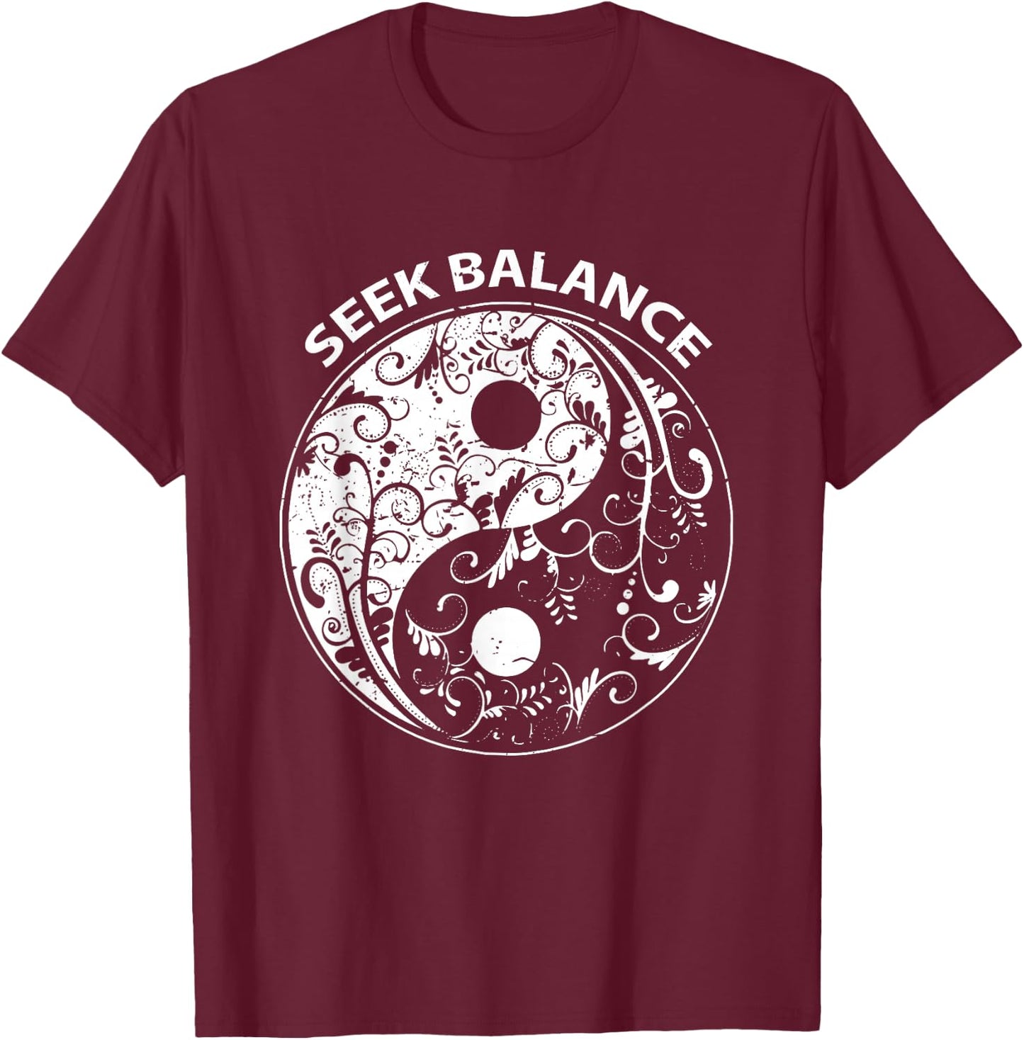Yin Yang Spirit Mandala Native American Shamanic T-Shirt - T-Shirt | Maroon