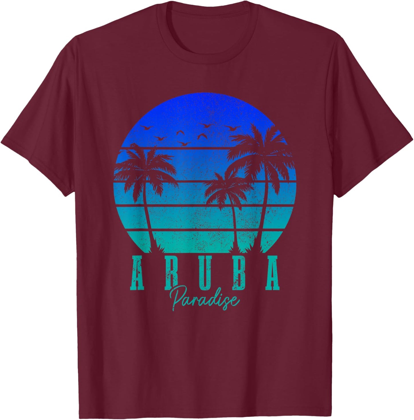 Aruba Vintage Surfer Caribbean T-Shirt - T-Shirt | Maroon