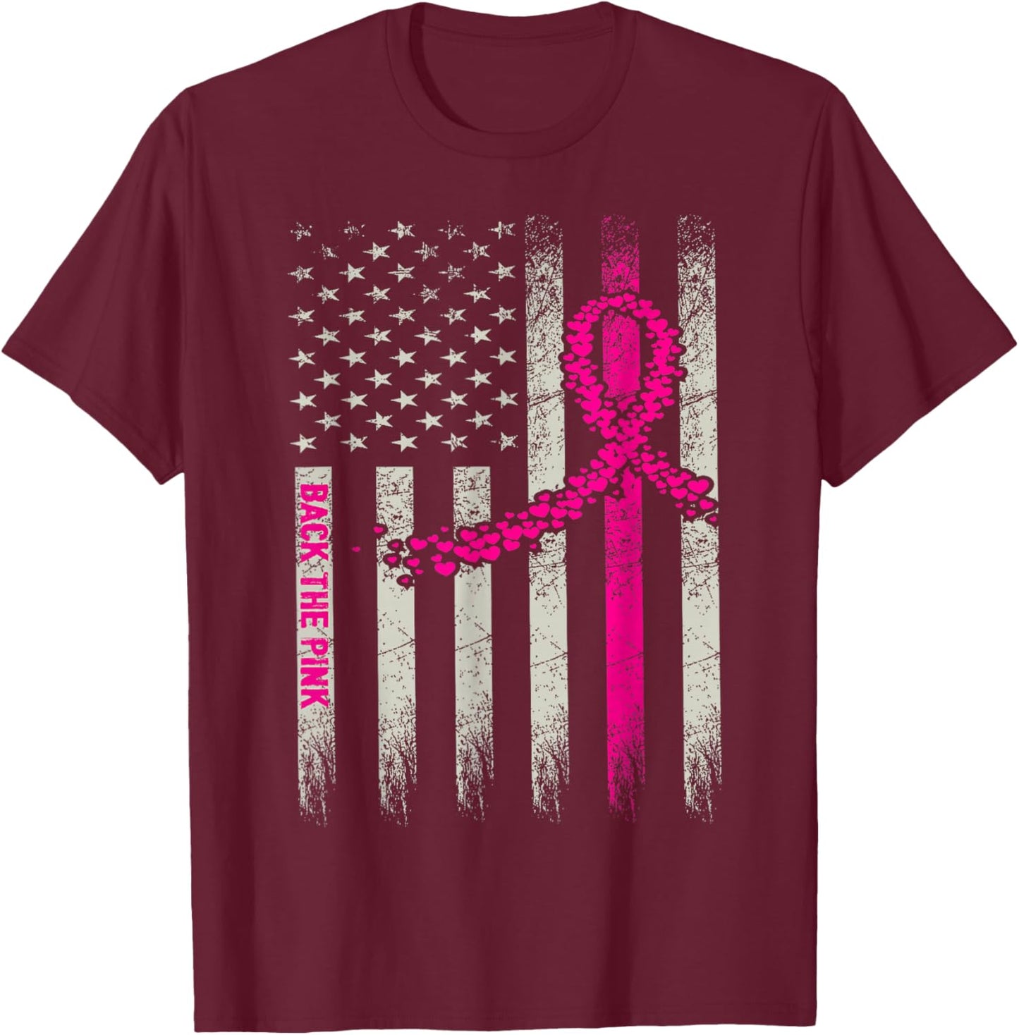 Back The Pink Breast Cancer Awareness Flag Toddler Women Men T-Shirt - T-Shirt | Maroon