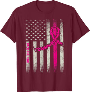 Back The Pink Breast Cancer Awareness Flag Toddler Women Men T-Shirt - T-Shirt | Maroon