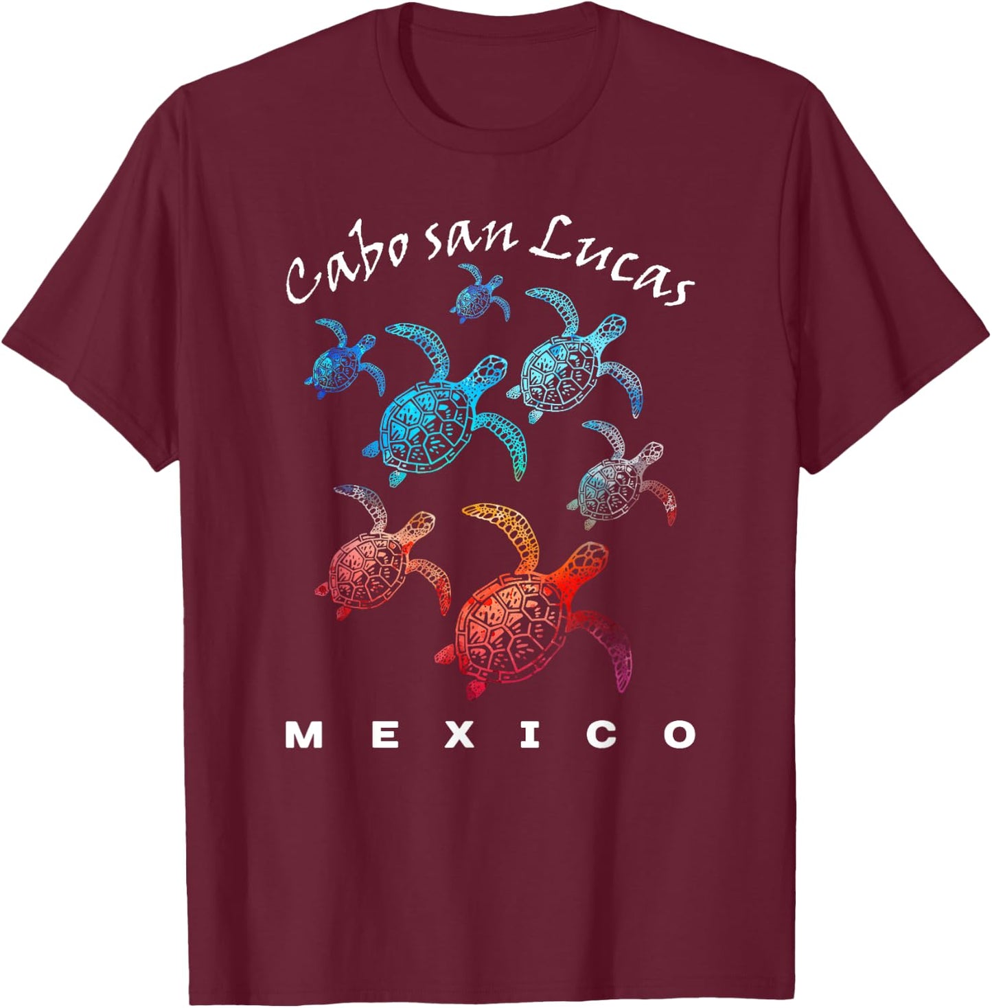 Cabo San Lucas Mexico Beach Vacation Trip Sea Turtle Graphic Women Kids T-Shirt - T-Shirt | Maroon