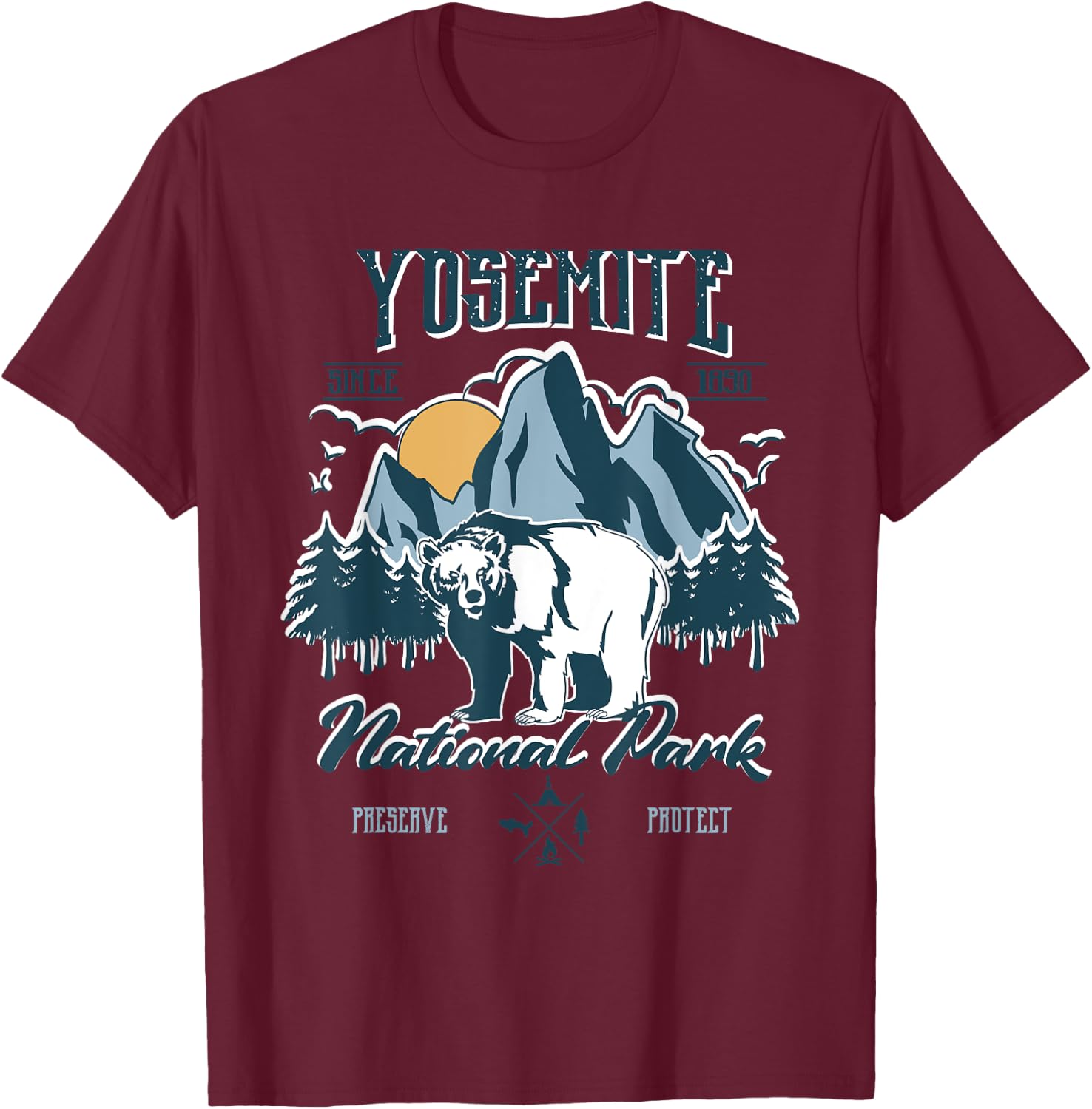 California National Park Yosemite National Park T-Shirt - T-Shirt | Maroon