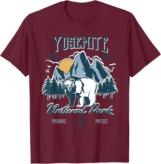 California National Park Yosemite National Park T-Shirt - T-Shirt | Maroon