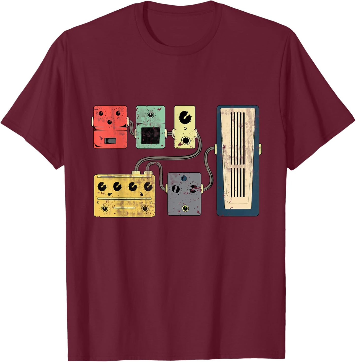 Amplifier Electric Bass Acoustic Amp Musician Gift Guitar Player Pedal Board Guitarist Gifts | Playing Guitars T-Shirt - T-Shirt | Maroon