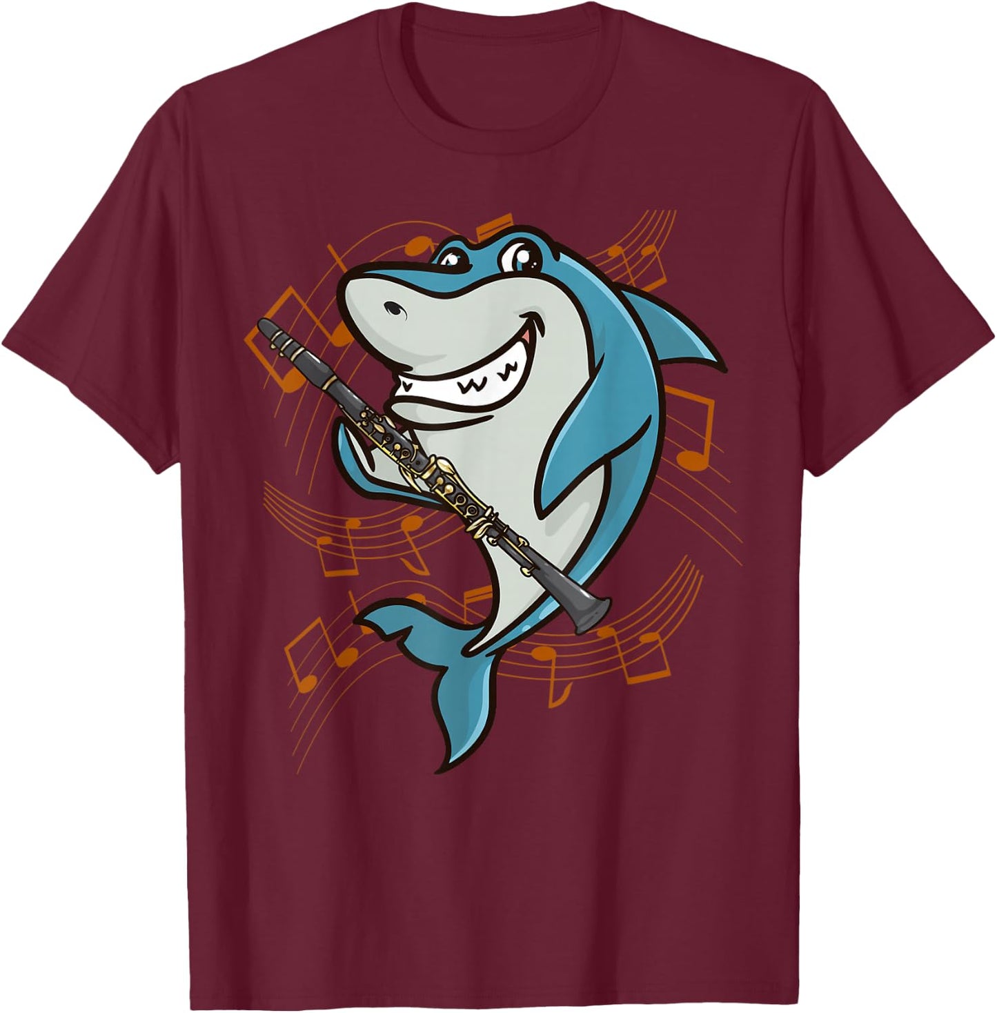 Shark Clarinet Player Play Clarinet In Band T-Shirt - T-Shirt | Maroon