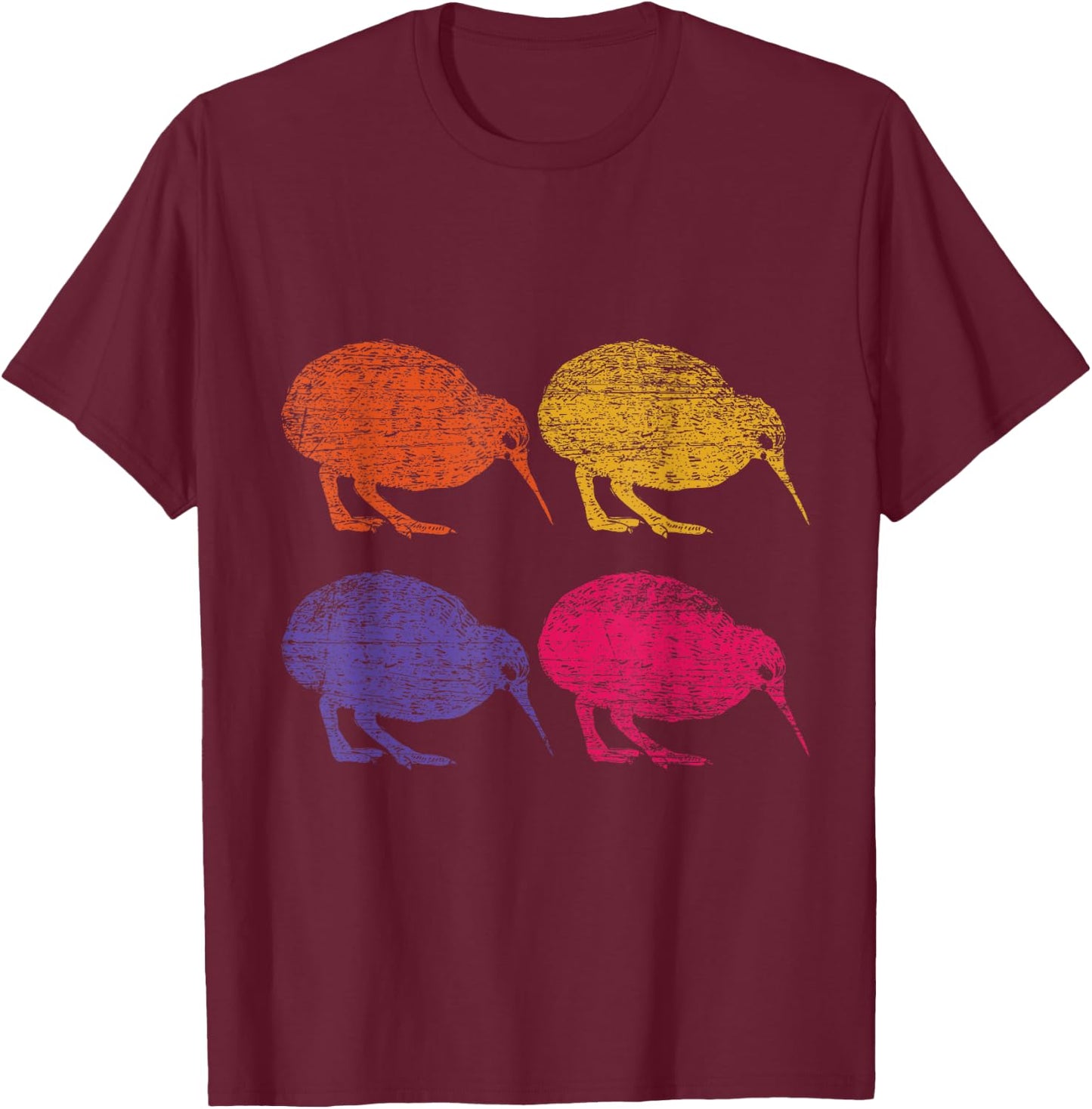 Cute Bird Retro Kiwi NZ New Zealand T-Shirt - T-Shirt | Maroon