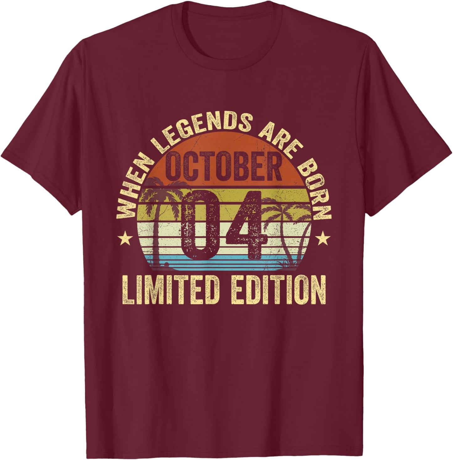 Vintage October 4 Retro Limited Edition October 4 Birthday T-Shirt - T-Shirt | Maroon