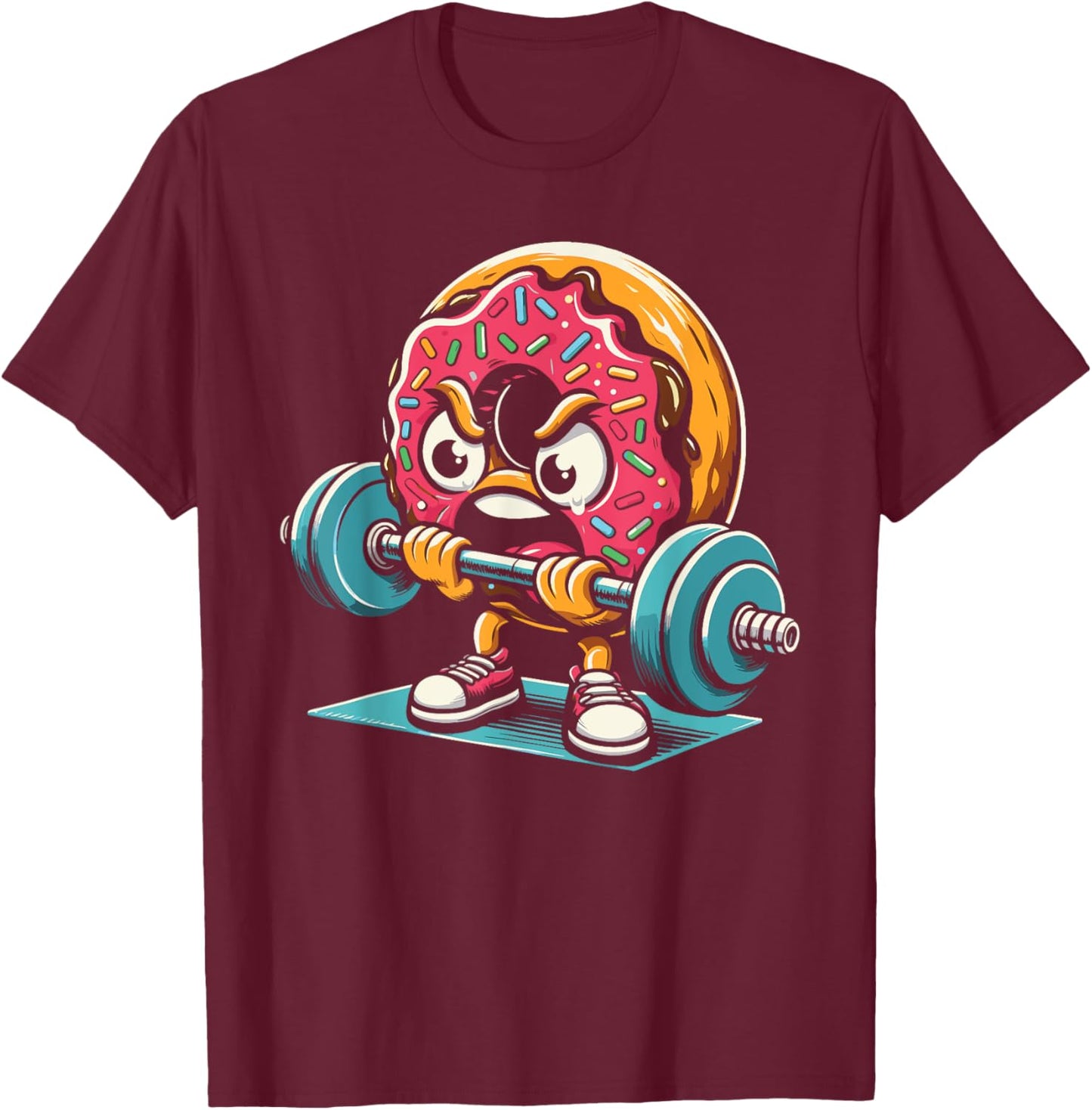 Donut Lifting Weights Funny Gym Workout Weightlifting T-Shirt - T-Shirt | Maroon