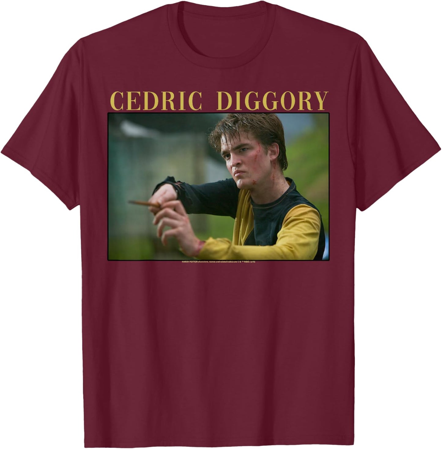 Harry Potter Official Black Adult - Short Sleeve - Small - Crew Collar - Letter Print - Modern Style - Casual Wear - All Seasons - Portrait Theme T-Shirt - T-Shirt | Maroon