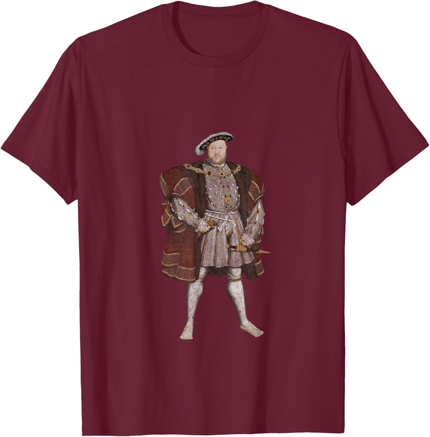King Henry VIII Classic Portrait (Vintage Distressed Look) T-Shirt - T-Shirt | Maroon