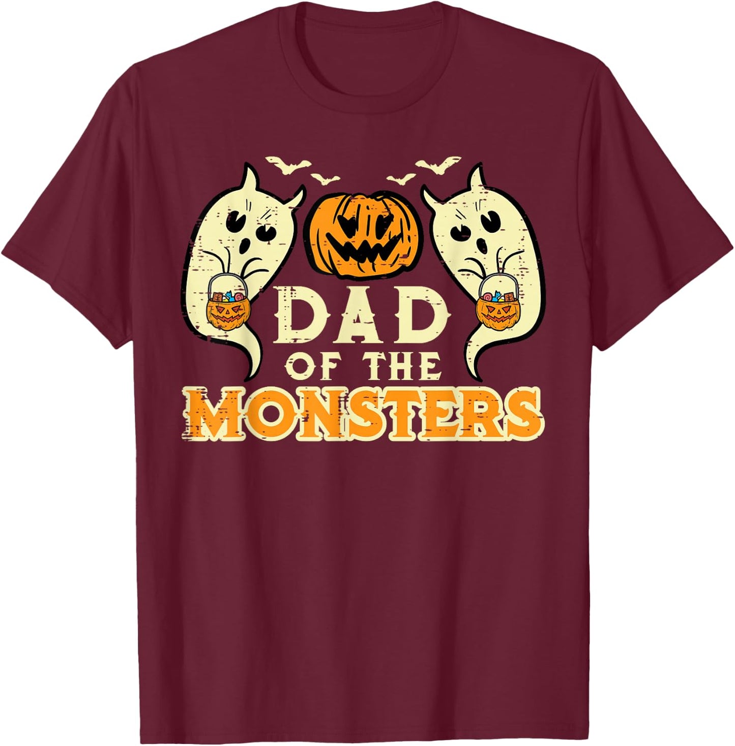 Halloween Dad Of Monsters Funny Family Costume Papa Daddy T-Shirt - T-Shirt | Maroon