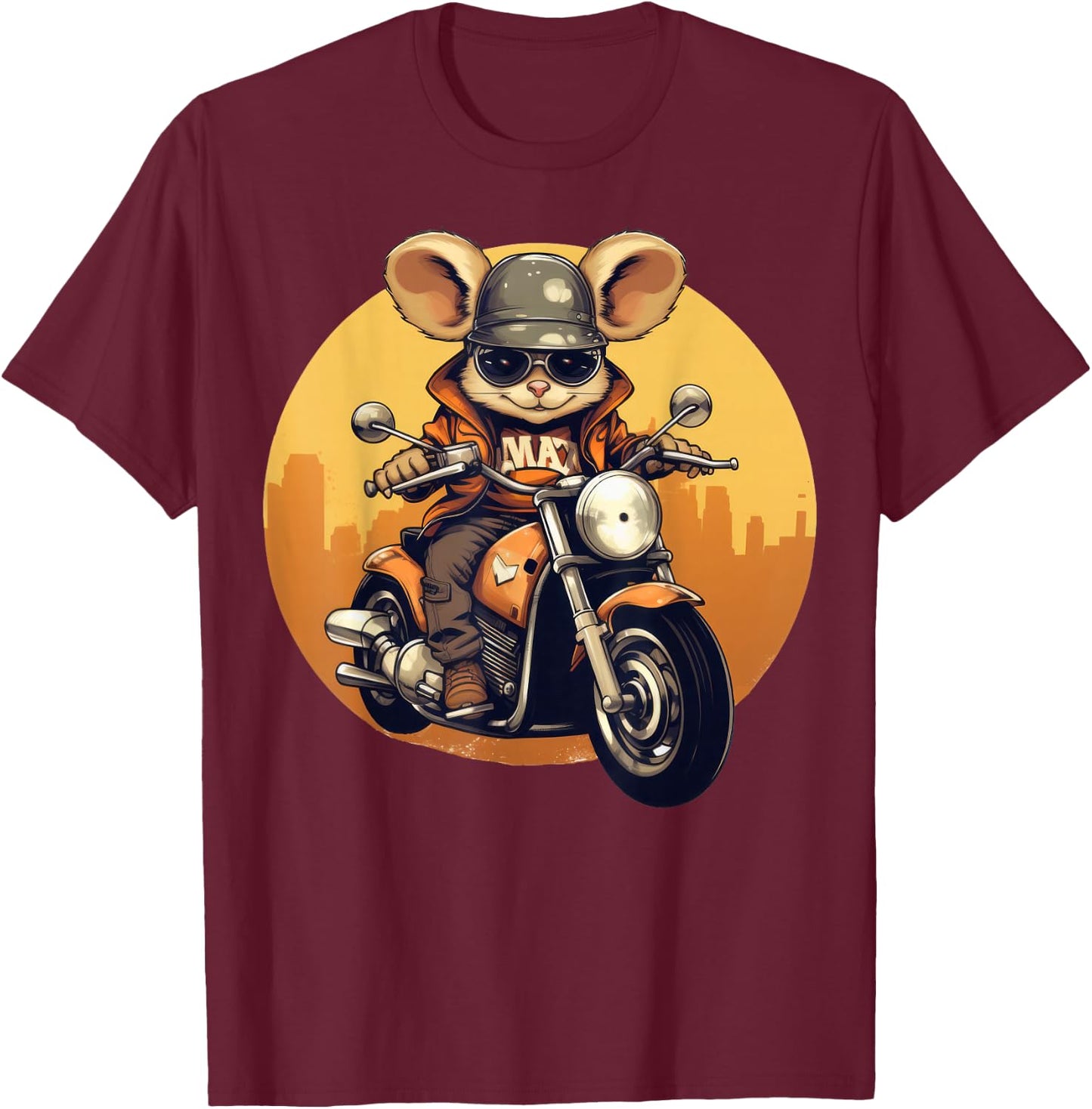 Cool Mouse on the Motorcycle T-Shirt - T-Shirt | Maroon