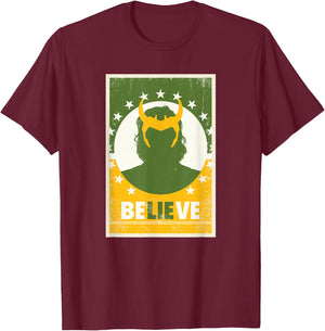 Marvel Loki Believe President Loki Poster T-Shirt - T-Shirt | Maroon