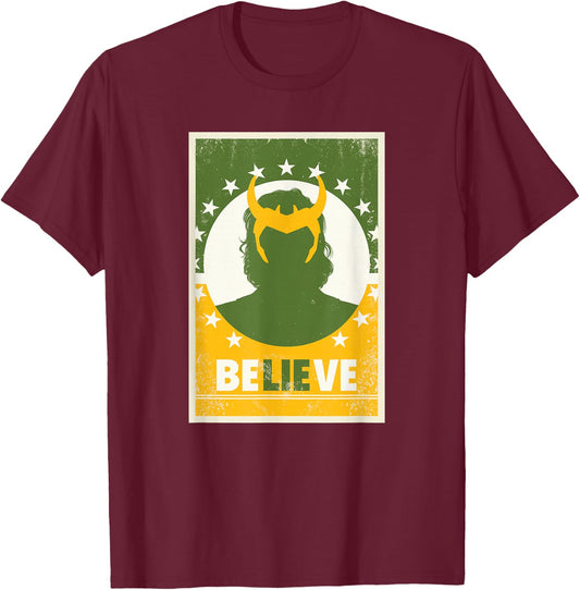 Marvel Loki Believe President Loki Poster T-Shirt - T-Shirt | Maroon
