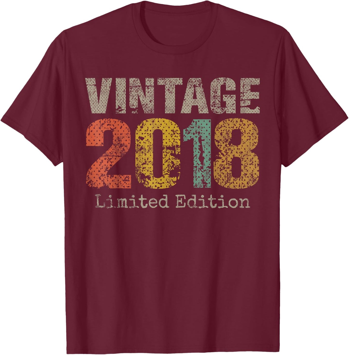 Vintage 2018 Limited Edition 7th Birthday Gifts 7 Year Old T-Shirt - T-Shirt | Maroon