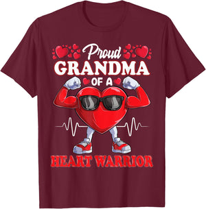 Proud Grandma of a Heart Warrior CHD Awareness T-Shirt - T-Shirt | Maroon