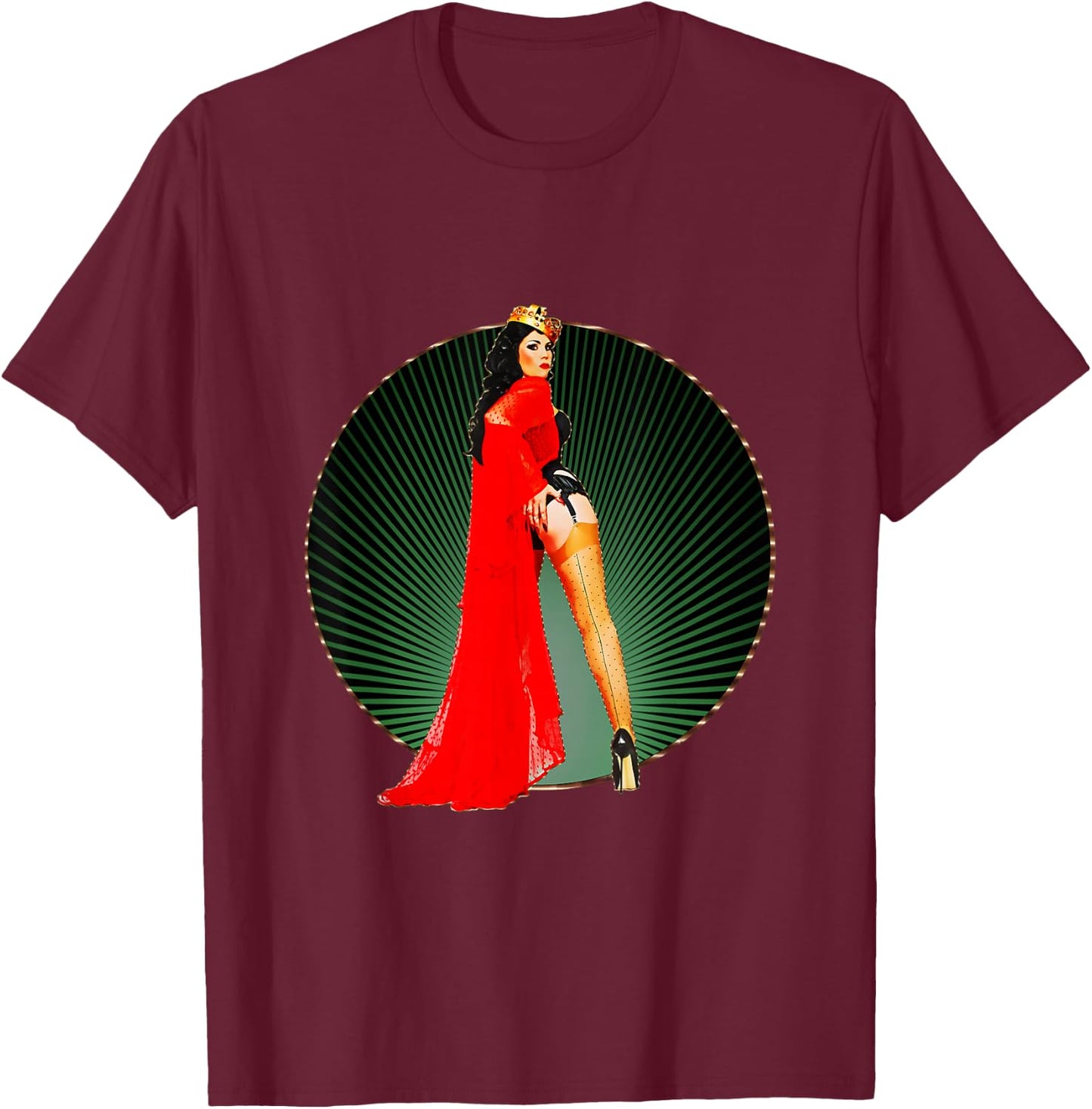 Vintage Retro Rockabilly Pin-up Xarah - 50s Queen Burlesque T-Shirt - T-Shirt | Maroon