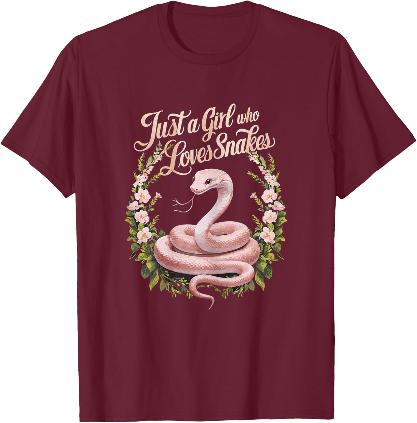 Snakes Cute Just A Girl Who Loves Snakes T-Shirt - T-Shirt | Maroon