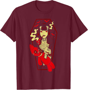 Horror Art - Voodoo Witch - Psychobilly Punk Art T-Shirt - T-Shirt | Maroon
