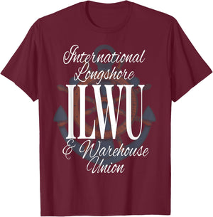 ILWU International Longshore Warehouse Union Wheel Anchor T-Shirt - T-Shirt | Maroon