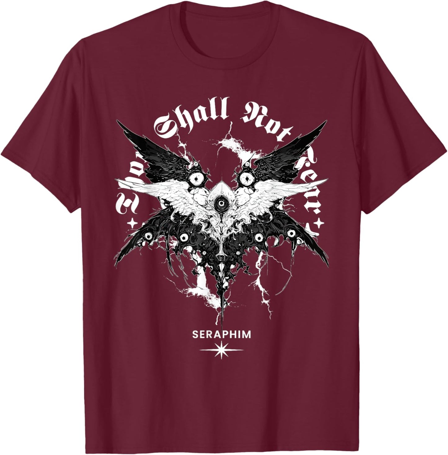 Gothic Seraphim Dark Aesthetic Biblical Angel T-Shirt - T-Shirt | Maroon