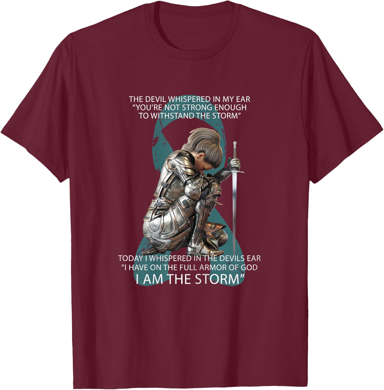 I Am The Storm Mom Sister Women Ovarian Cancer Awareness T-Shirt - T-Shirt | Maroon
