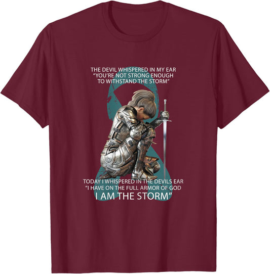 I Am The Storm Mom Sister Women Ovarian Cancer Awareness T-Shirt - T-Shirt | Maroon