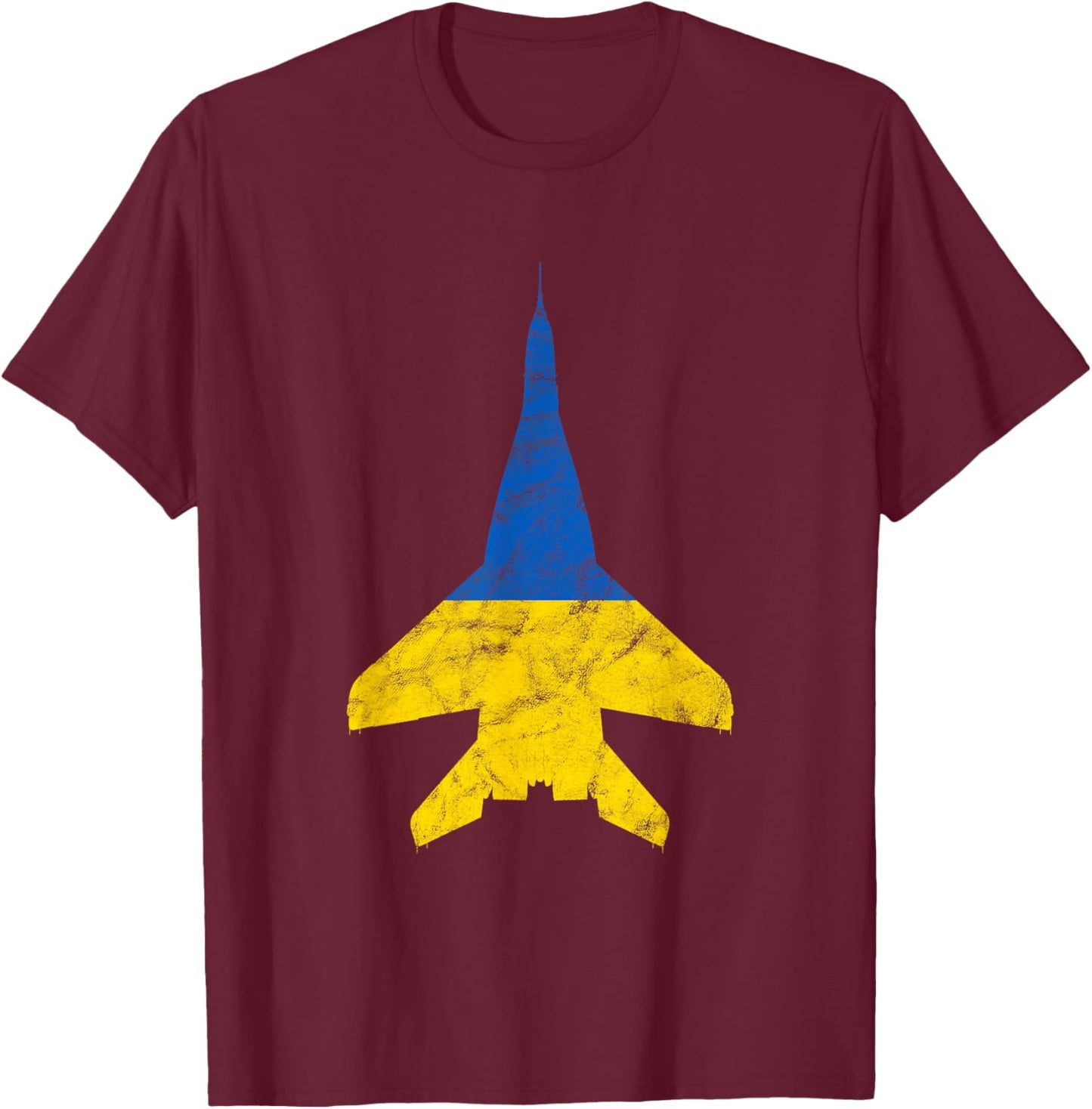 Ukraine MiG-29 Jet Fighter Airplane Vintage Flag Design T-Shirt - T-Shirt | Maroon