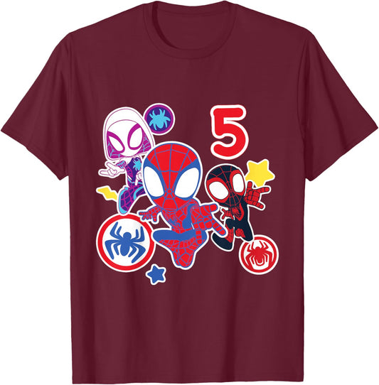 Marvel Spidey and His Amazing Friends 5 Year Old Birthday T-Shirt - T-Shirt | Maroon
