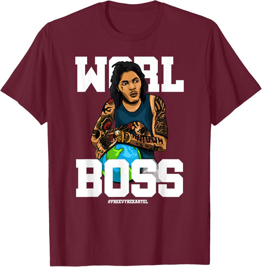 Free Worl Boss! Kartel Music Lover Gift T-Shirt - T-Shirt | Maroon