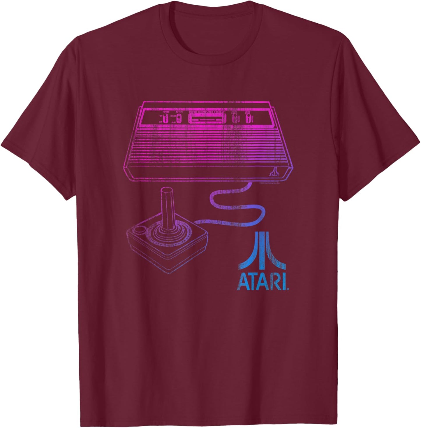 Ripple Junction x Atari Neon 80’s Console Pink & Blue Design T-Shirt - T-Shirt | Maroon