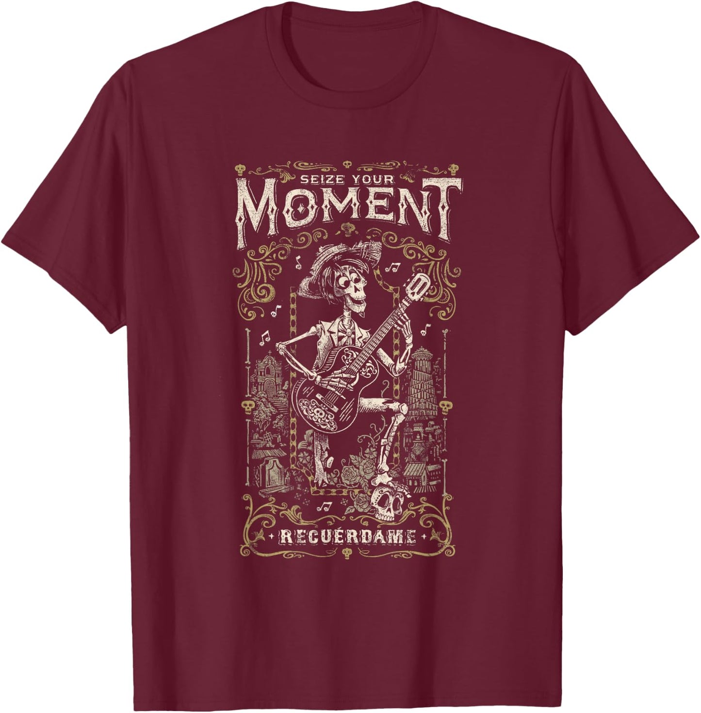 Disney and Pixar's Coco Héctor Recuérdame Seize Your Moment T-Shirt - T-Shirt | Maroon
