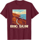 Retro Big Sur California Coast WPA Style Vintage Graphic T-Shirt - T-Shirt | Maroon