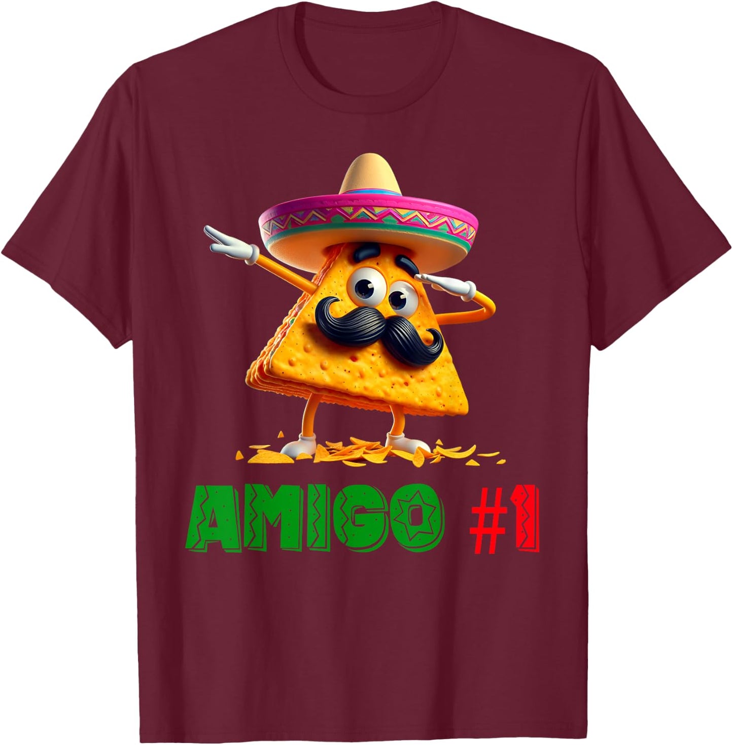 The 3 Three Amigos Cinco De Mayo Amigo #1 Group Matching T-Shirt - T-Shirt | Maroon