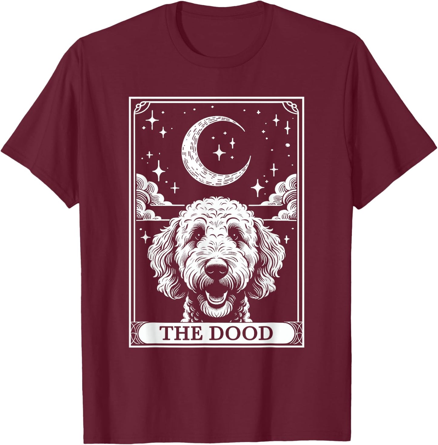 Tarot Card Vintage Crescent Moon The Dood Goldendoodle Mom T-Shirt - T-Shirt | Maroon
