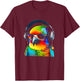 DJ Parrot with Sunglasses Headphones Music Funny Parrot T-Shirt - T-Shirt | Maroon