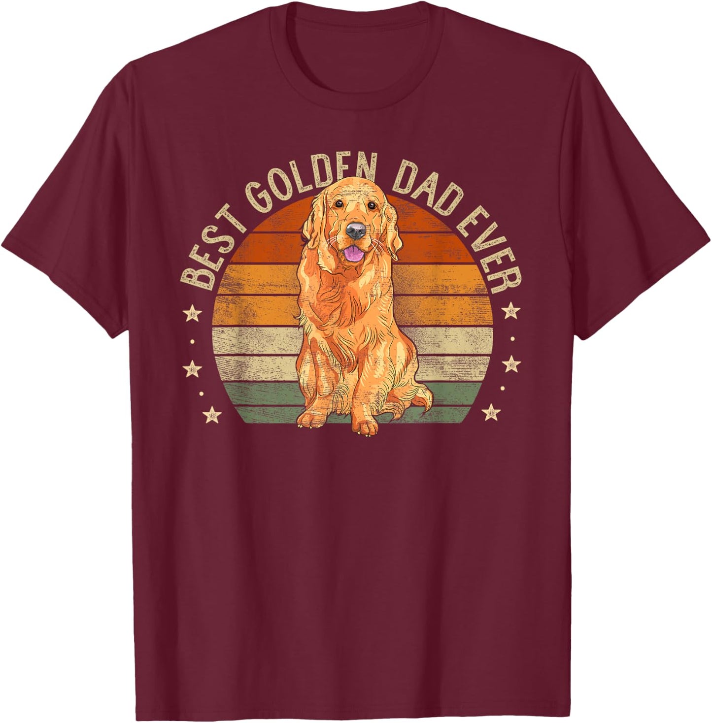 Best Golden Dad Ever Retro Golden Retriever Gifts Dog Daddy T-Shirt - T-Shirt | Maroon