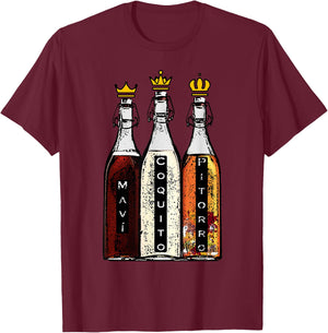 Puerto Rico Three Kings Mavi Coquito and Pitorro Boricua T-Shirt - T-Shirt | Maroon