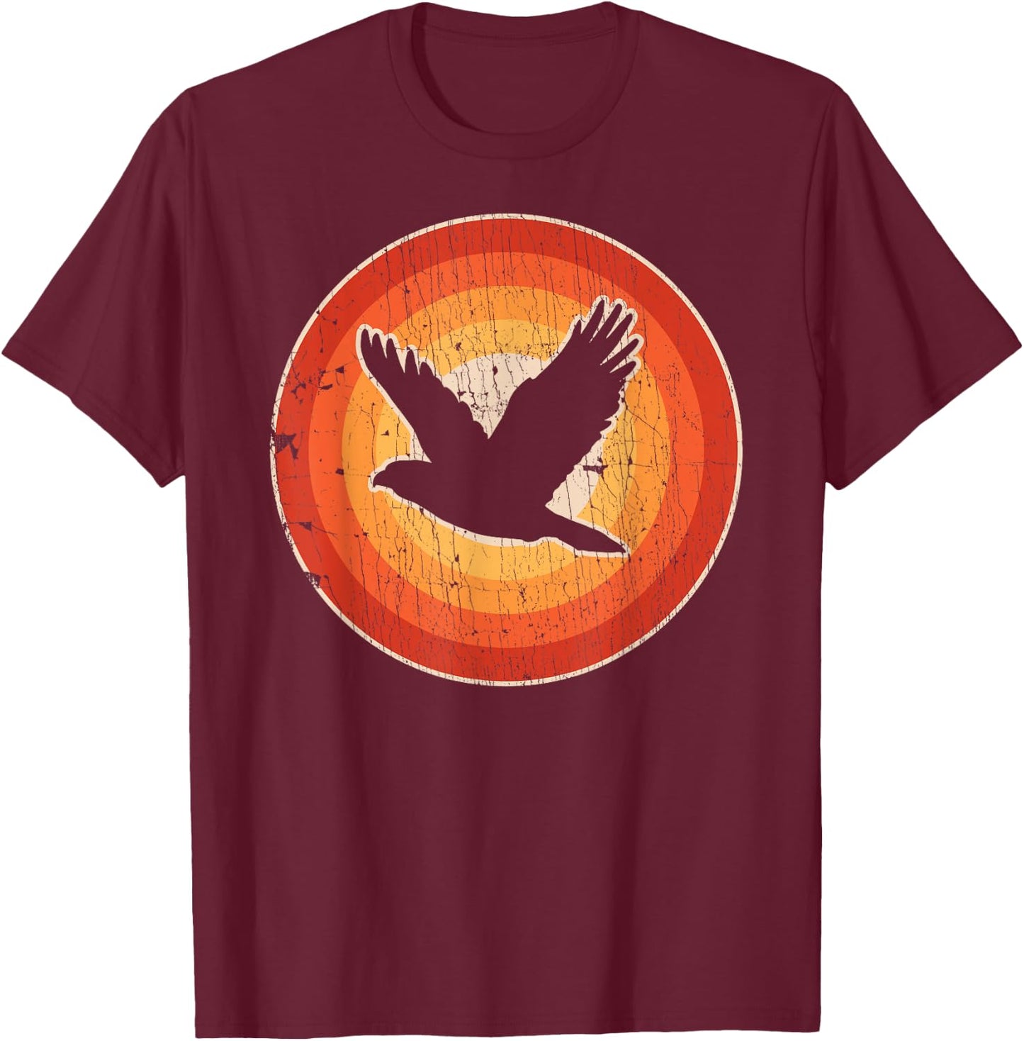 Falcon Retro Vintage 60s 70s Sunset Bird Lovers Men Women T-Shirt - T-Shirt | Maroon