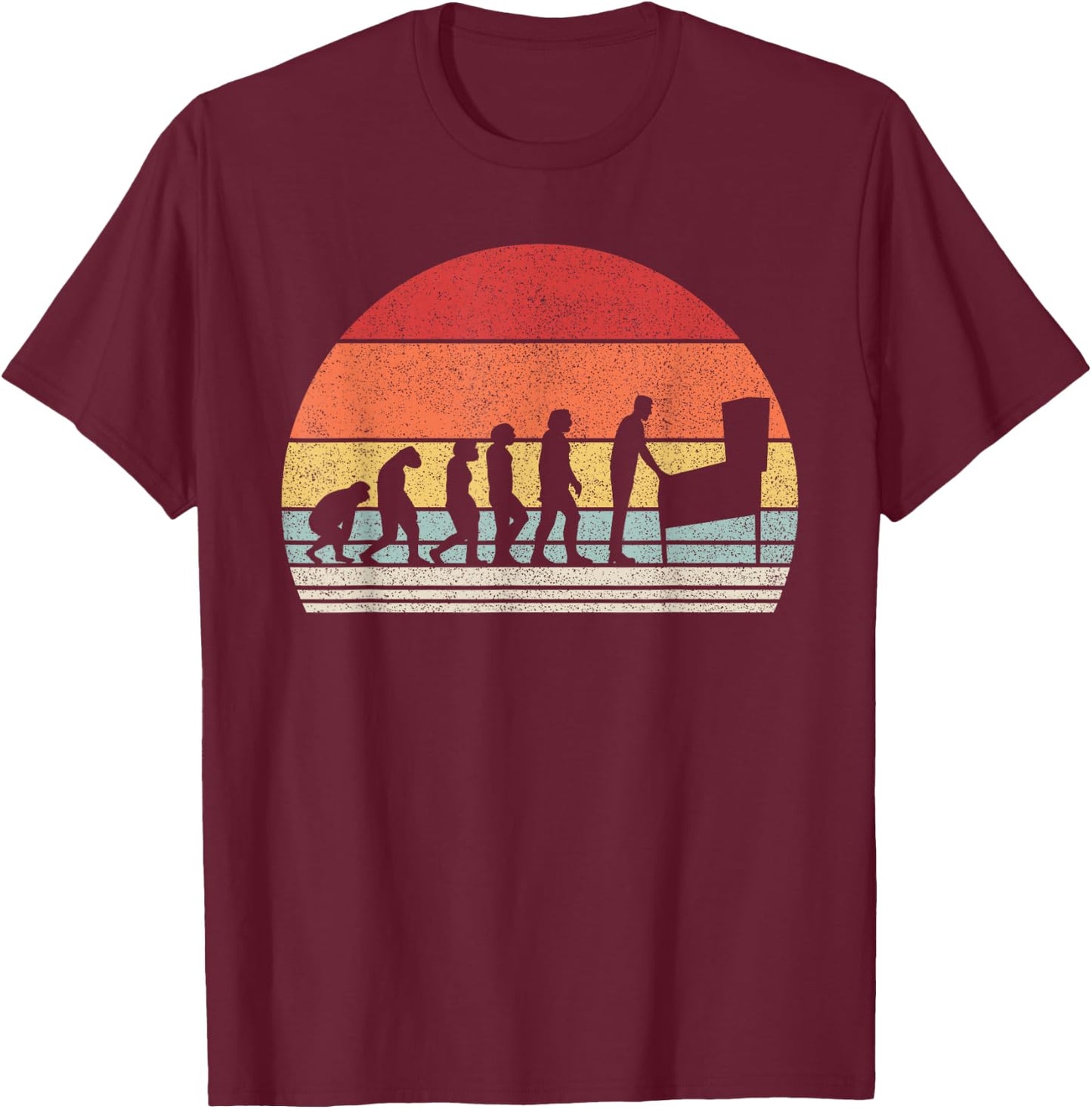 Vintage Retro Pinball Evolution T-Shirt - T-Shirt | Maroon